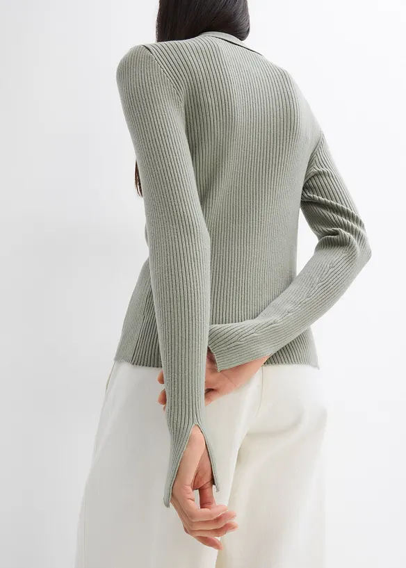 Finstickad kofta av viskosmix, bonprix