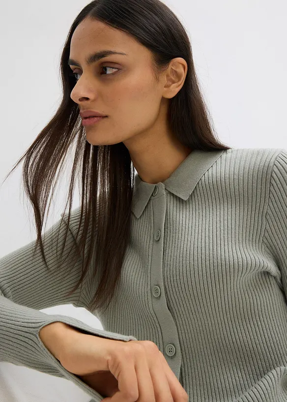 Finstickad kofta av viskosmix, bonprix