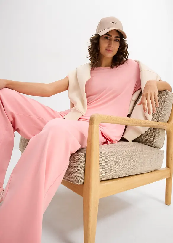 Kort&auml;rmad l&aring;ng topp i mjuk viskos, bonprix