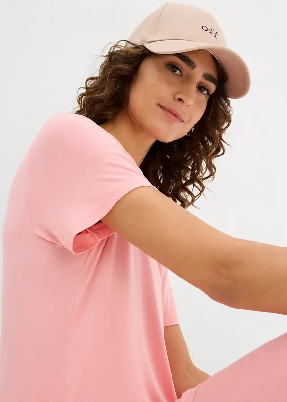 Kort&auml;rmad l&aring;ng topp i mjuk viskos, bonprix