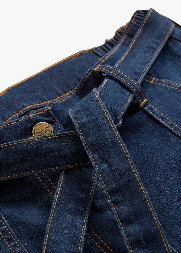 Jeans med vida ben, High Waist och resårlinning, cropped, bonprix