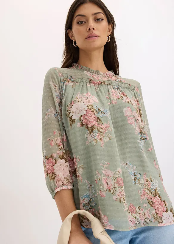 Mönstrad chiffongtunika, bonprix