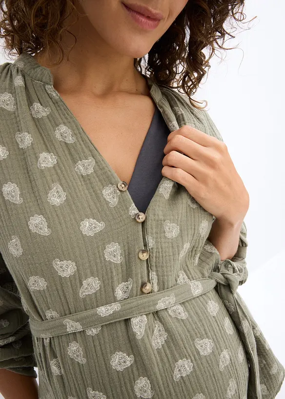 Mamma-/amningsblus i ren bomullsmuslin, bonprix