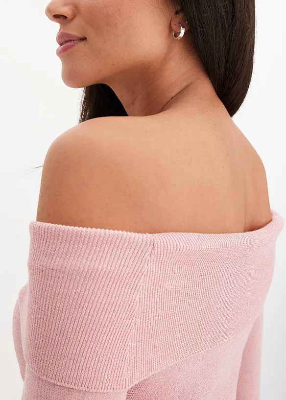 Kort off shoulder-tröja, bonprix