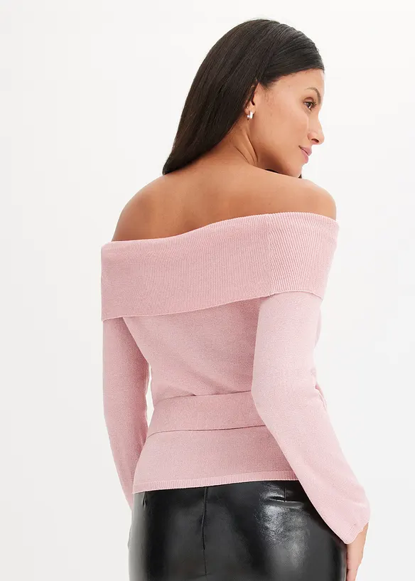 Kort off shoulder-tröja, bonprix