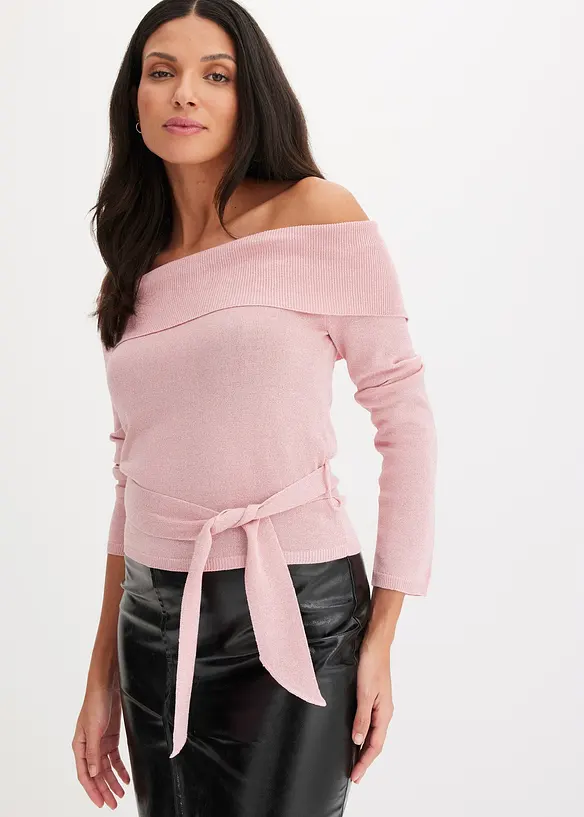 Kort off shoulder-tröja, bonprix