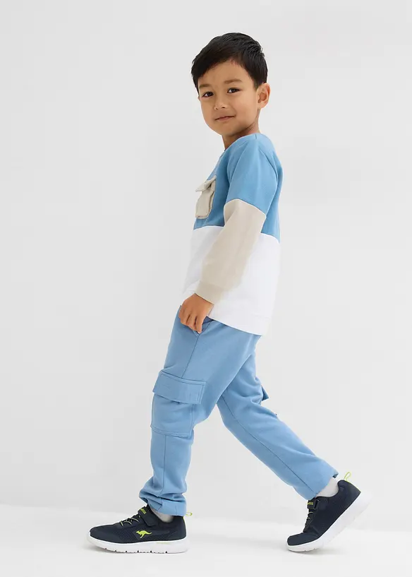 Sweatshirt med ficka i mjuk bomullsmix för barn, bonprix