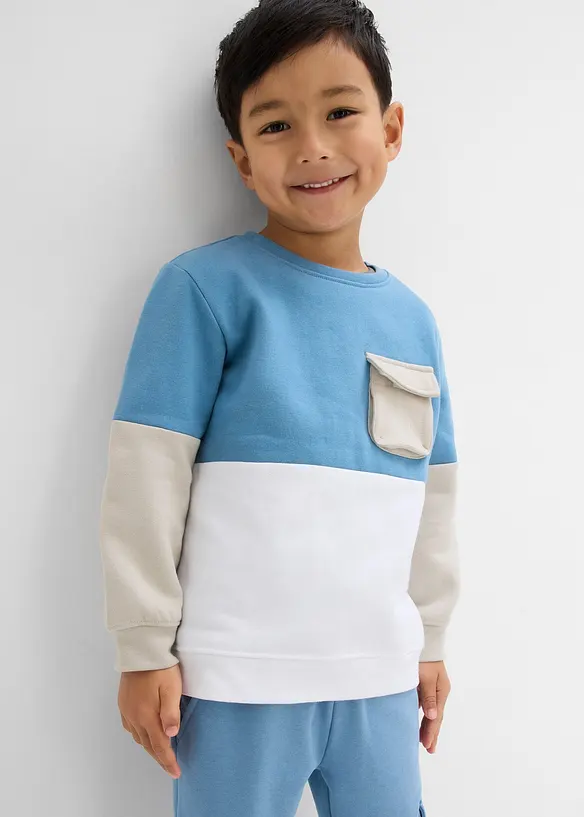 Sweatshirt med ficka i mjuk bomullsmix för barn, bonprix