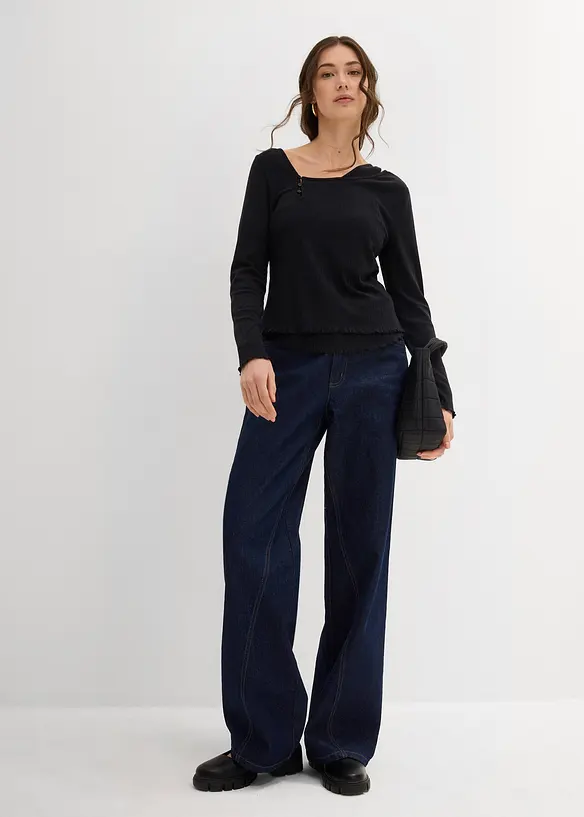 Långärmad topp med 2-i-1-look, bonprix