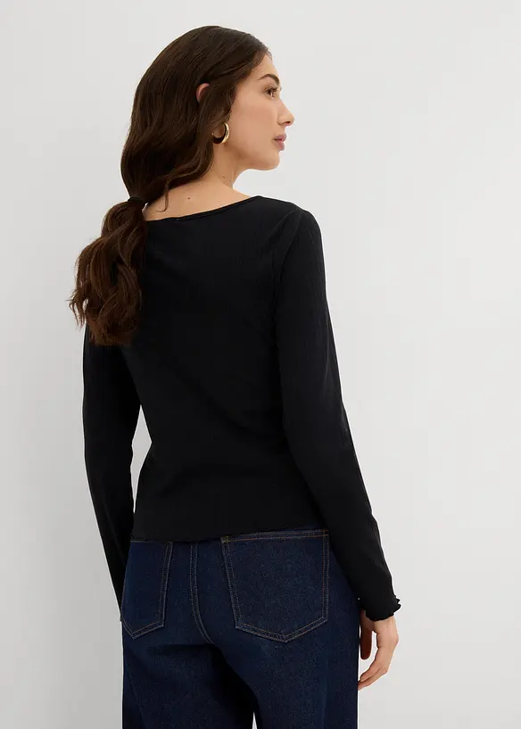 Långärmad topp med 2-i-1-look, bonprix