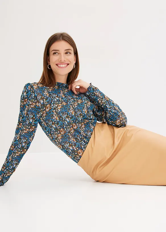 Kjol i skinnimitation, midilängd, bonprix