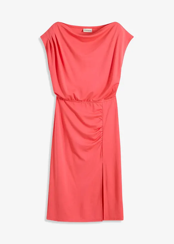 Asymmetrisk jerseyklänning med rynkningar, bonprix