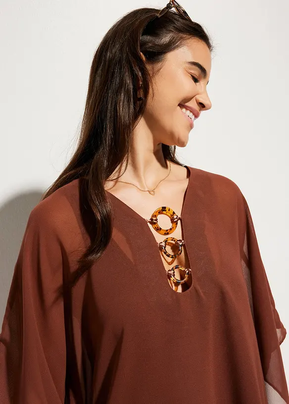 Strandtunika i tunn chiffong, bonprix