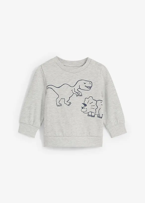 Sweatshirt i ekologisk bomull med dinosaurietryck, bonprix