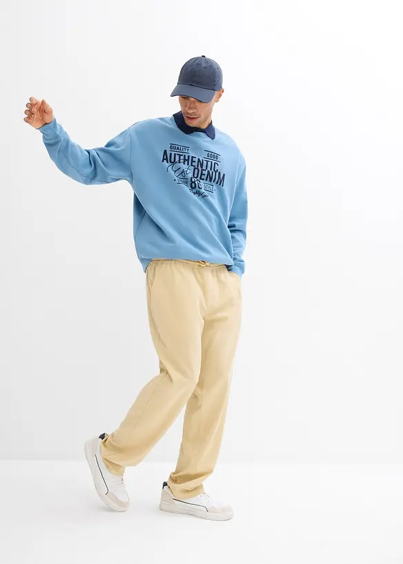 Stretchig dra på-byxa med raka ben, Relaxed Fit, bonprix