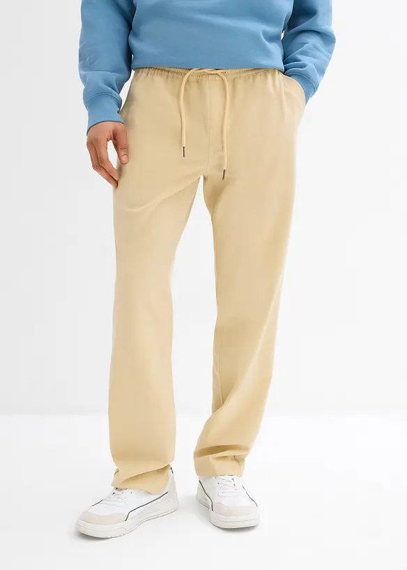 Stretchig dra på-byxa med raka ben, Relaxed Fit, bonprix