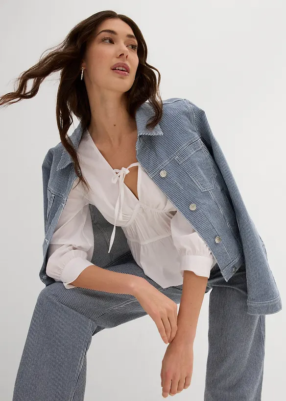 Rynkad blus med elastiska sömmar, bonprix