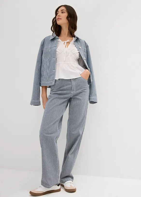 Rynkad blus med elastiska sömmar, bonprix
