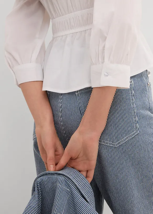 Rynkad blus med elastiska sömmar, bonprix