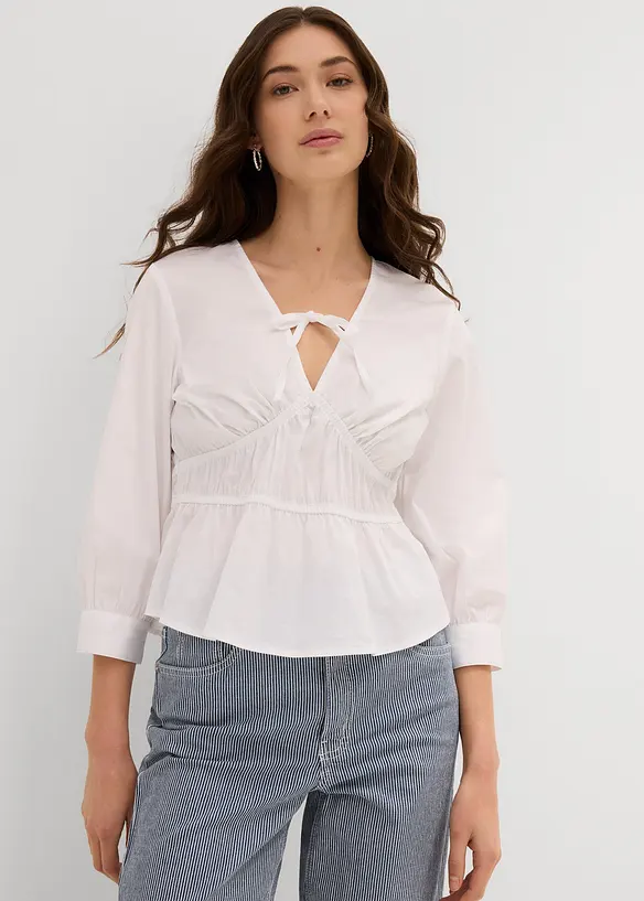 Rynkad blus med elastiska sömmar, bonprix