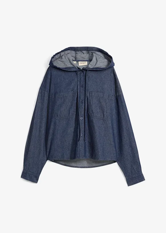 Jeansblus med huva, bonprix