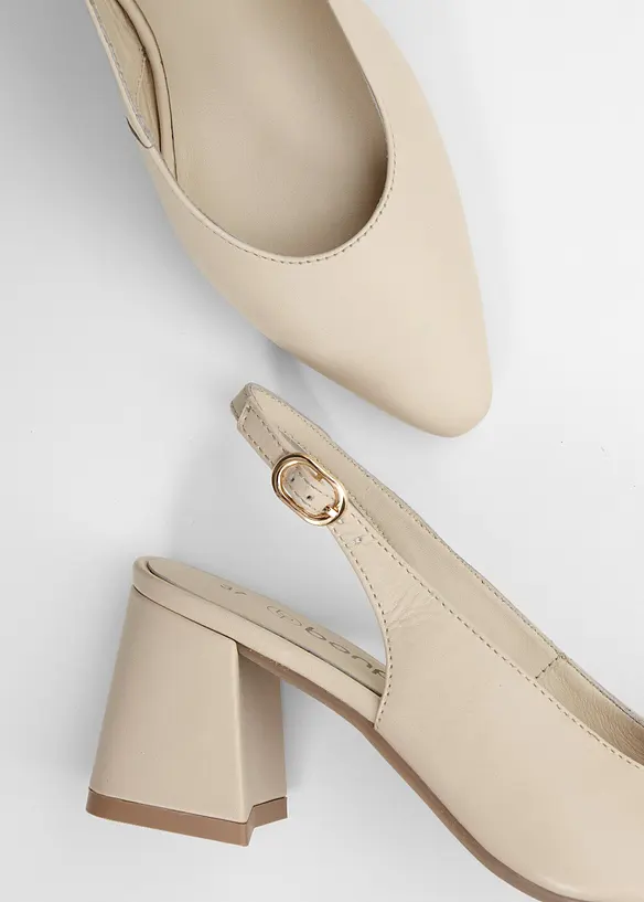 Slingbackpumps i skinn, bonprix