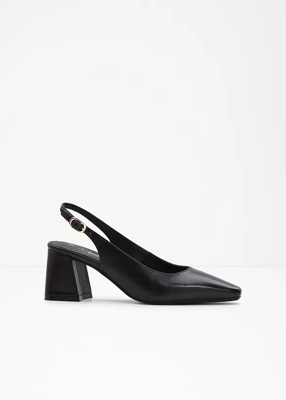 Slingbackpumps i skinn, bonprix