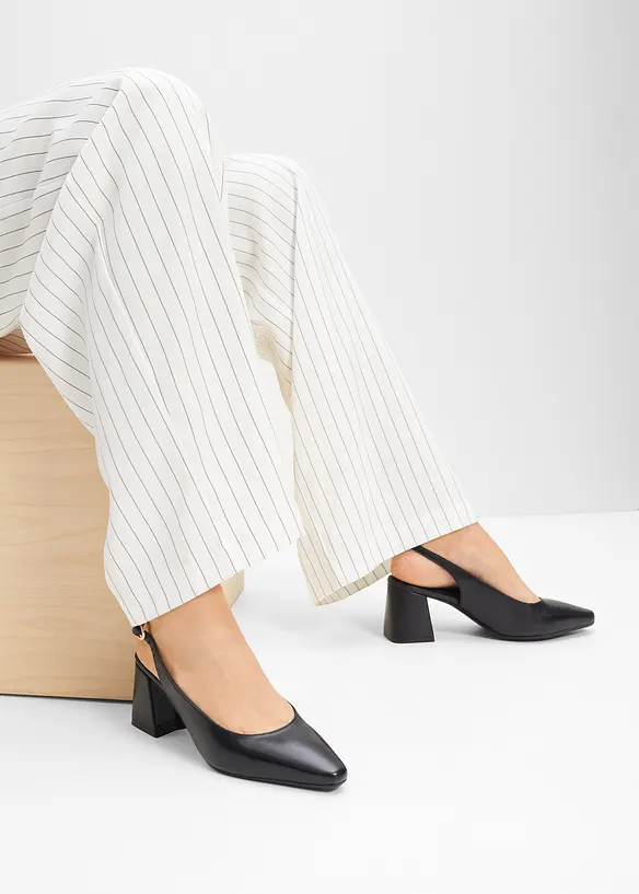 Slingbackpumps i skinn, bonprix