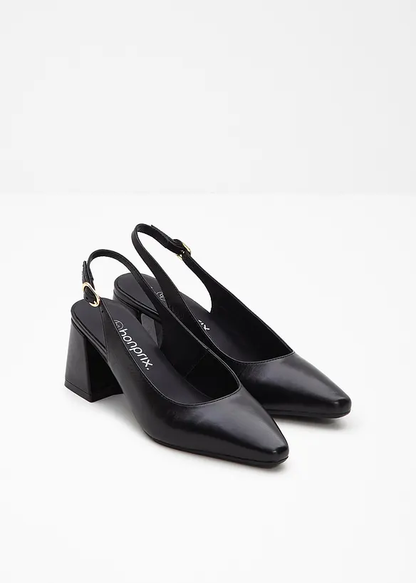 Slingbackpumps i skinn, bonprix