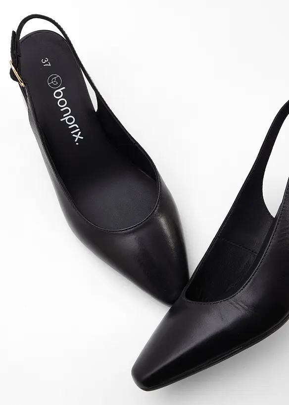 Slingbackpumps i skinn, bonprix