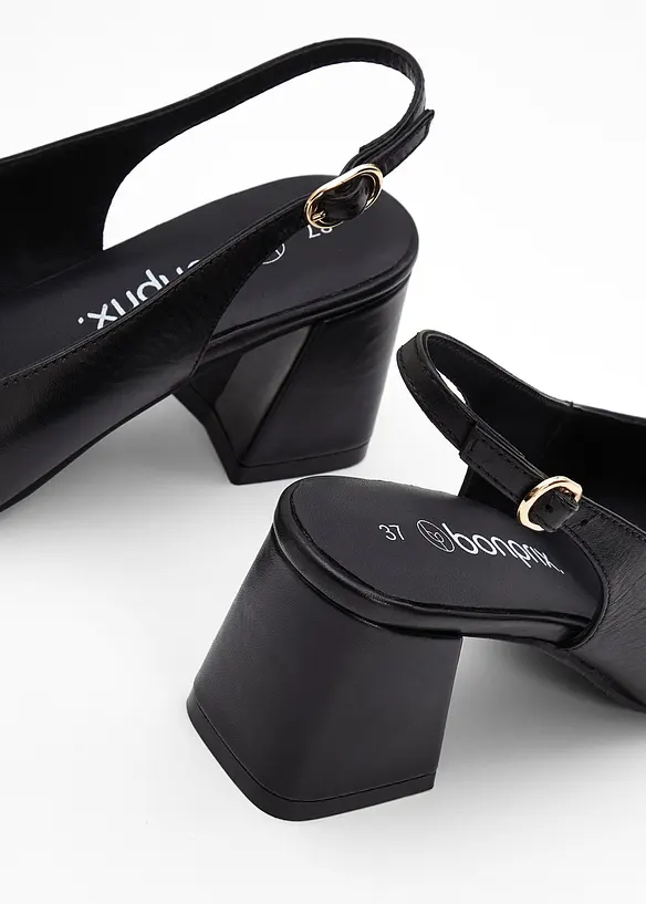 Slingbackpumps i skinn, bonprix