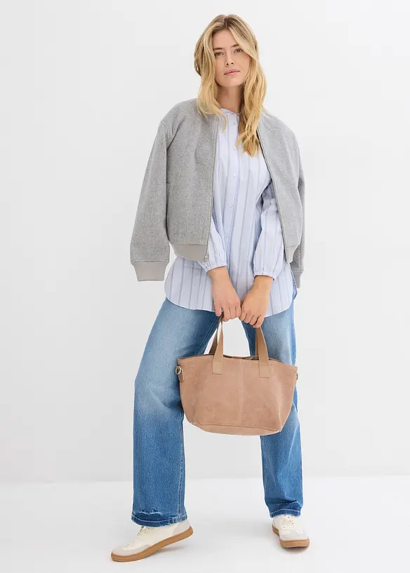 Lång blus i bomullspoplin, bonprix