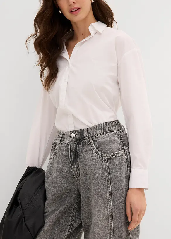 Barrel Jeans Mid Waist med bekväm midja, cropped, bonprix