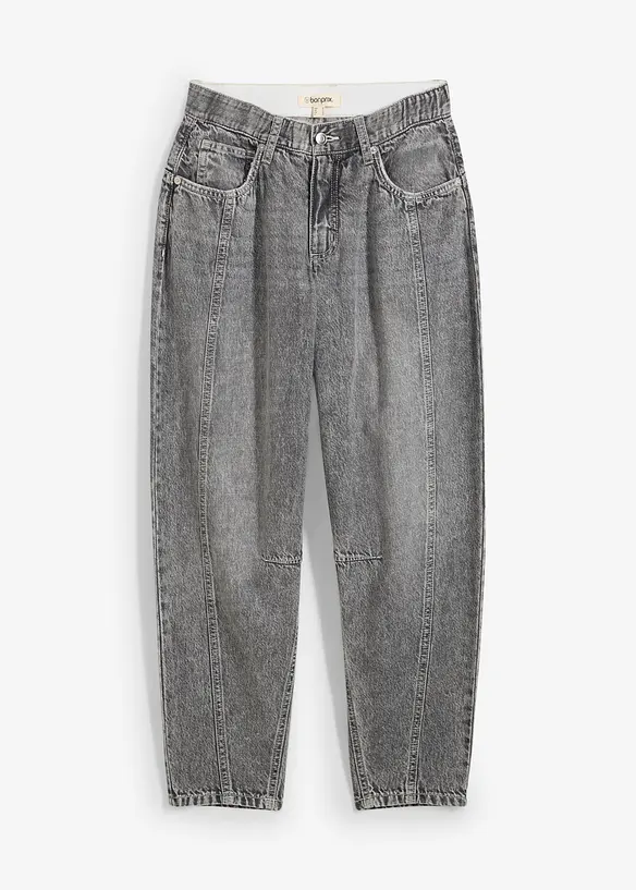 Barrel Jeans Mid Waist med bekväm midja, cropped, bonprix