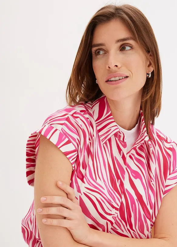 Blus av böljande satin, bonprix