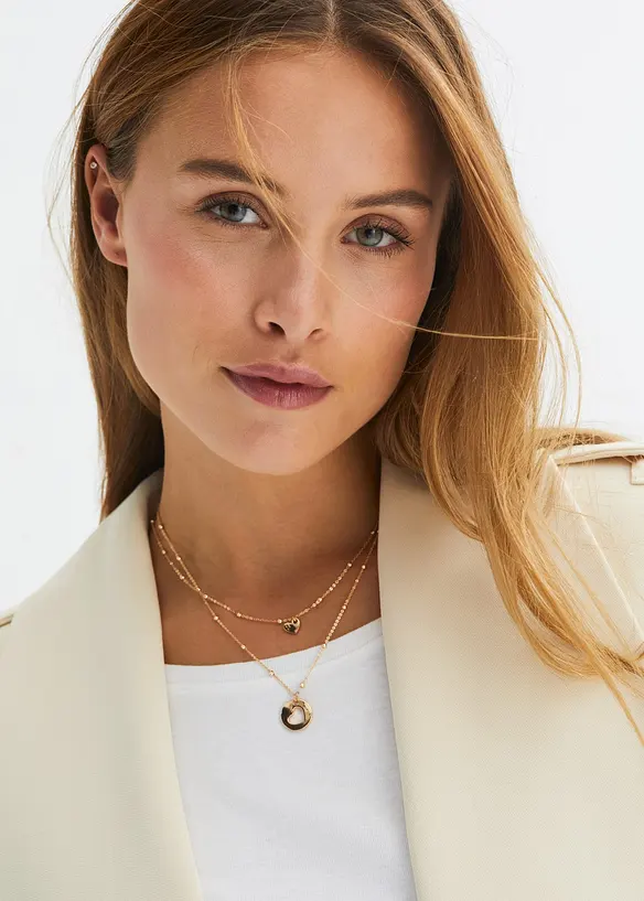 Set med halsband prytt med zirkonstenar (2 delar), bonprix