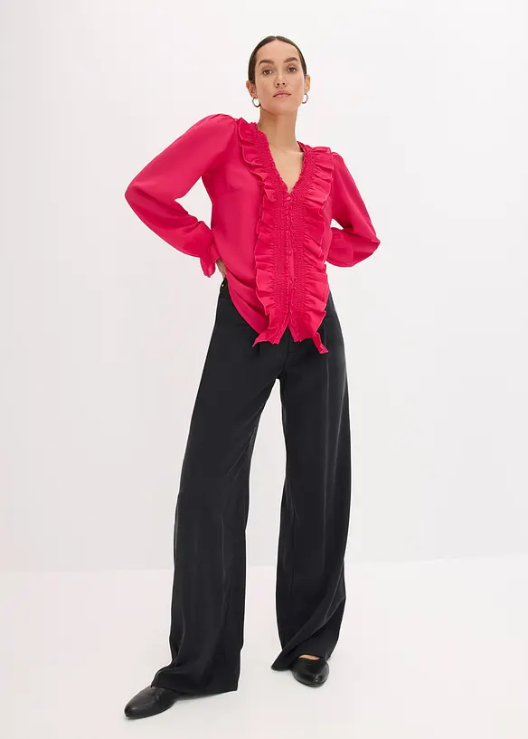 Blus med volanger, bonprix
