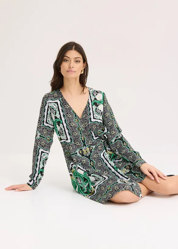 Omlottkl&auml;nning av m&ouml;nstrad satin, bonprix