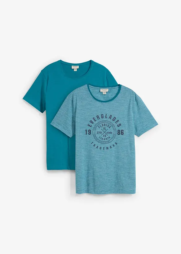 T-shirt med bekvämt snitt i ren bomull (2-pack), bonprix