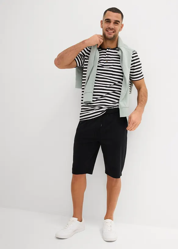 T-shirt med kort knäppning av ren ekologisk bomull 2-pack), bonprix