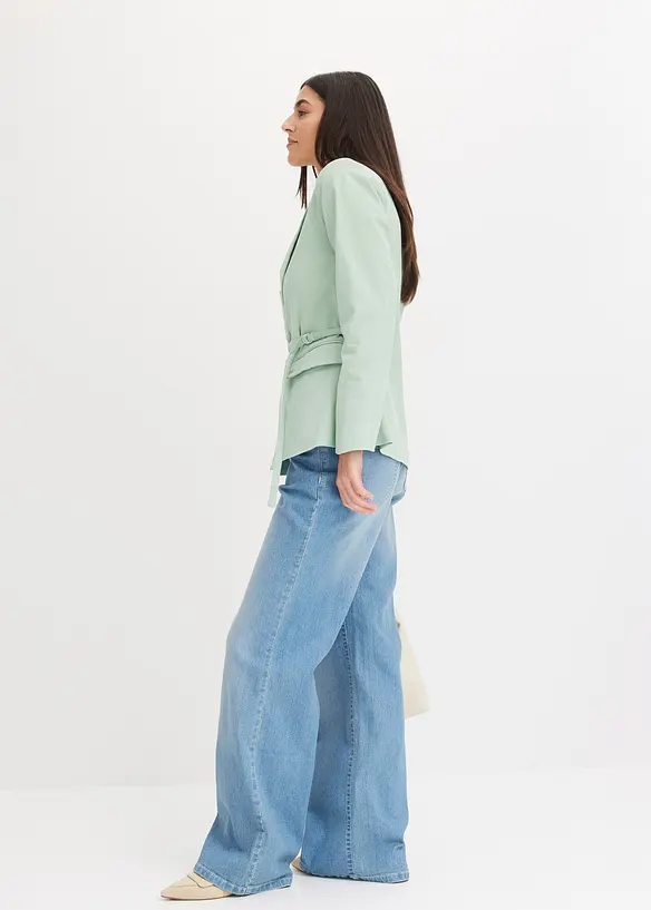 Stretchkavaj i twill med knytskärp, bonprix