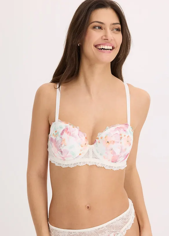 Balconette-BH med broderi med tryckt mönster, bonprix