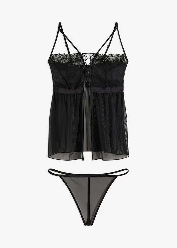 Negligé och stringtrosa (2 delar), bonprix