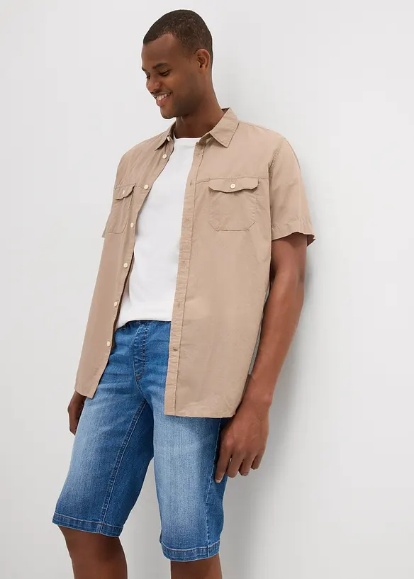Jeansbermudas i tunn trikå, Regular Fit, bonprix