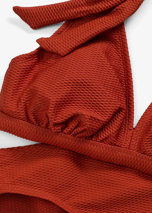 Halterneckbikini (2 delar) i material med struktur, bonprix