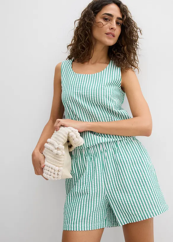 Randiga dra p&aring;-shorts i ren bomull, bonprix