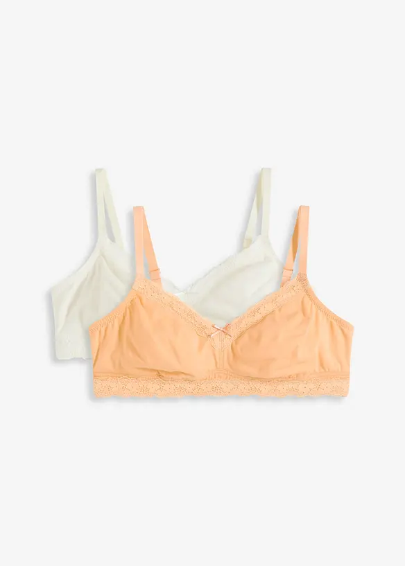 BH utan bygel med bomull (2-pack), bonprix