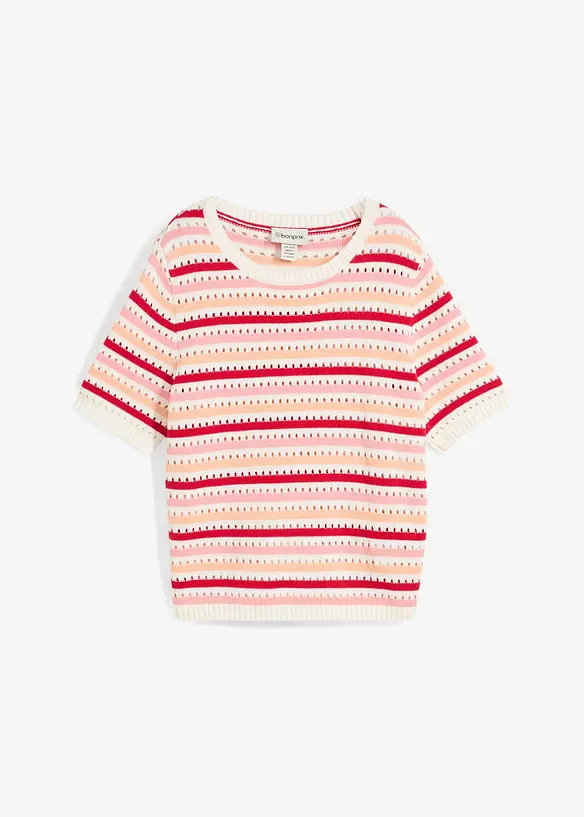 Stickad topp med randmönster, bonprix