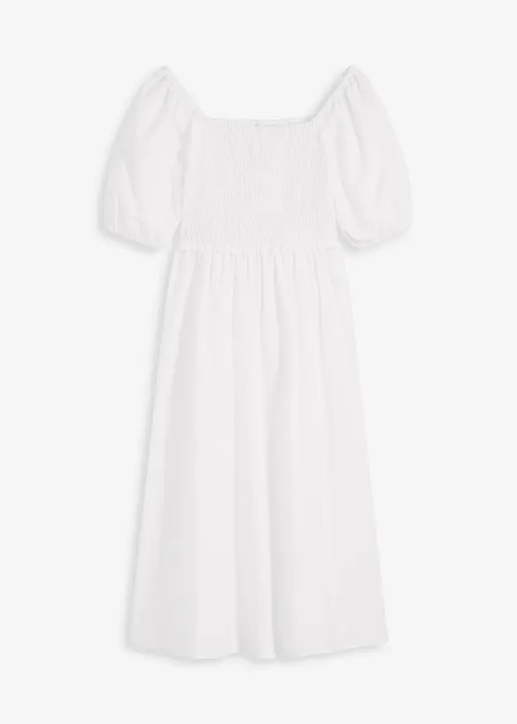 Midiklänning med puffärmar och smock, bonprix