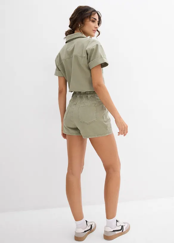 Jumpsuit med korta ben i ren bomull, bonprix